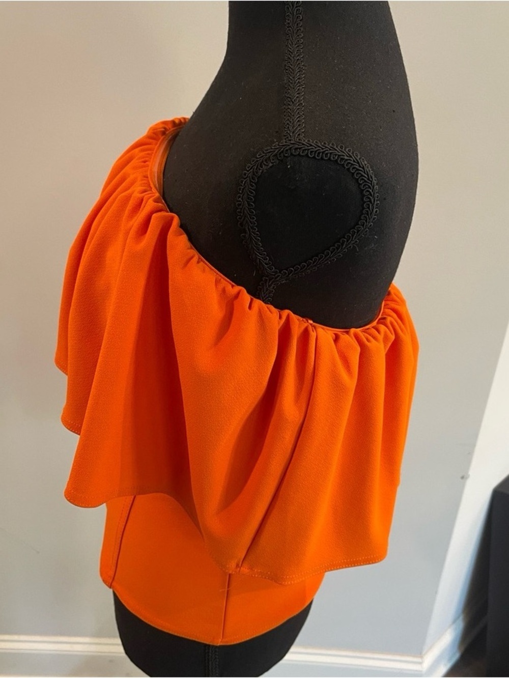 Zara Orange Off-Shoulder Ruffle Top - Picture 2 of 6